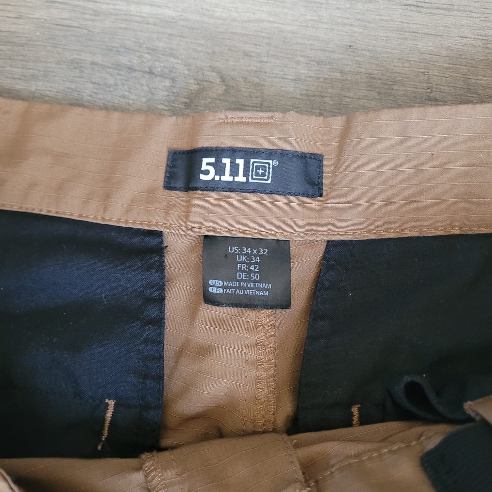 5.11 Tactical Chino Pants 34x32 Khaki Brown Light Military Straight Flat Front - Picture 3 of 9